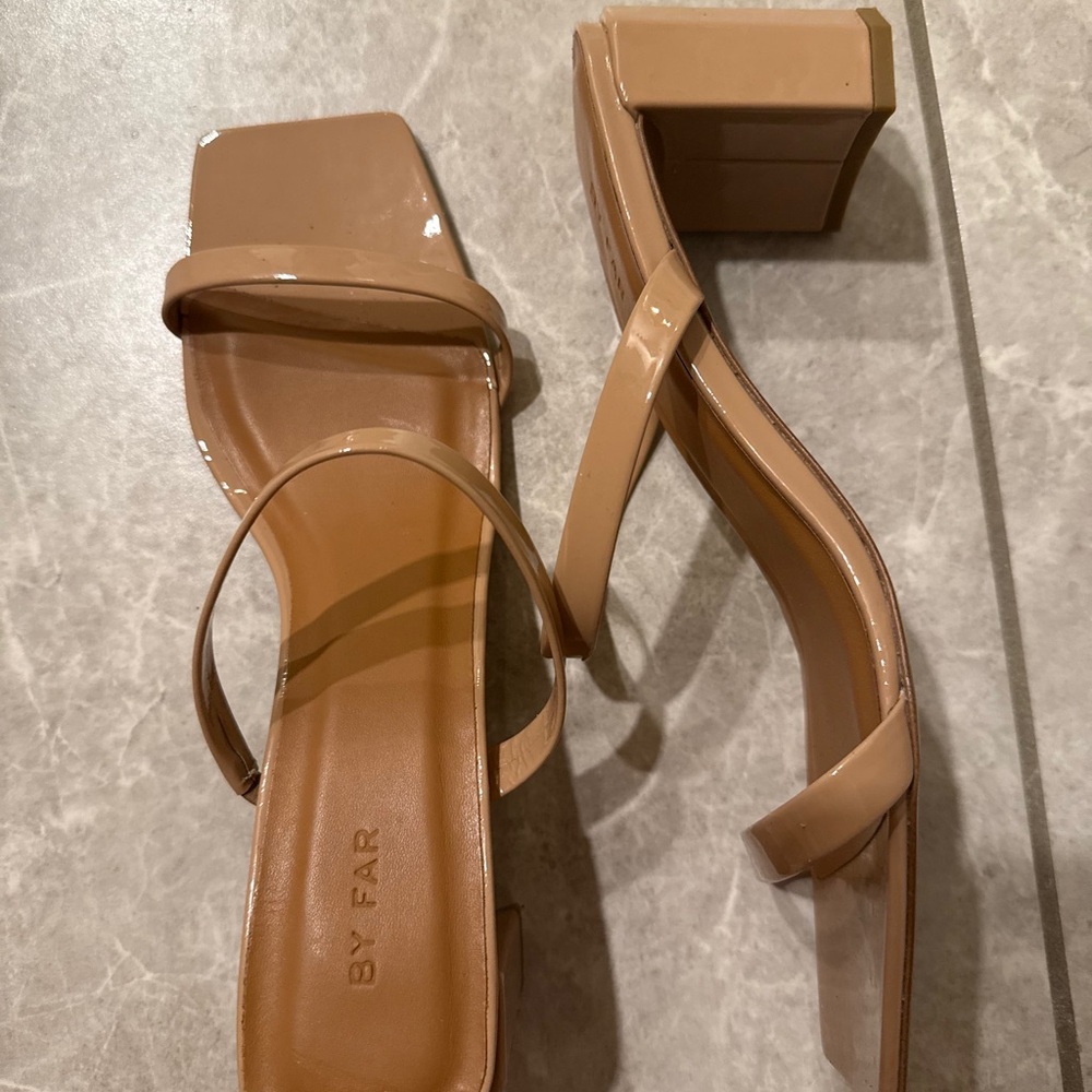 NWOB By Far Tanya Nude Patent Leather Sandal.  Size 10 - Picture 6 of 7